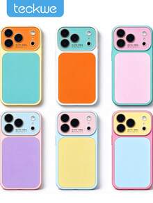 Teckwe Luxury New Phone Case: Summer Contrast-Colored Crystal Large-View Window Shockproof Dopamine Color-Block Phone Case Compatible Compatible With Iphone 18/17/16/15/14/13 Plus Pro Pro Max, Bumper Shockproof Hard Back Cover, Anti-Scratch & Anti-Fingerprint, Reinforced Drop Defense, Camera Lens Guard, Precise Cutouts, Slim Lightweight Rugged Bumper Protective Case - Multicolor - View 1