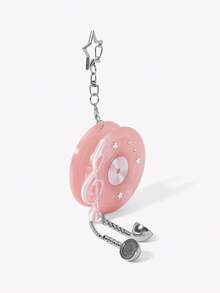 Viva Strut Fashionable Street Sweet And Cool Spice Girl Y2K Pink Record Note Metal Headphone Storage Pendant - Pink - View 5
