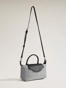 Wovira Ladies Slanted Shoulder Bag, Woven Bag Handmade, Black And White Contrasting Colors, Simple Old Money Urban Fashion, Suitable For Daily Commuting - Black and White - View 5
