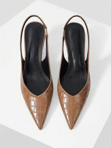 Mnmlis Pointed Wedge Heel Elegant And Simple Backspace Commuter Versatile Wedge Heel Shoes Fall Shoes - Khaki stone pattern - View 2