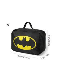 BATMAN X SHEIN 黑黃蝙蝠圖騰旅行收納袋，S/M/L 尺寸，拉鍊開合，衣物分類行李收納袋，適用旅行與商務出差 - 黑黃色 - 查看 8