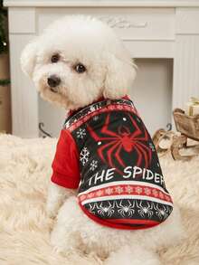 PETSIN 1 Pc Pet Dog/Cat Snowflake And Spider Print Sweatshirt, Christmas Themed - Multicolor - View 2