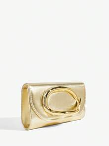 Soiraine Stylish Metal Arm-In-Arm Bag, Suitable For Parties - Gold - View 4