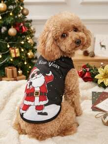 PETSIN 1pc Santa Claus Pet Tracking Harness, Christmas Themed Casual Style, Warm, Breathable And Soft Pet Clothing - Multicolor - View 2