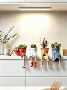 1pc Funny Leg Resin Succulent Planter Shelf SitterFlower Pot Creative Humanoid Shape Desktop DecorPlant Container Gift For Plant Lovers Home Office Ornament - multicolor - View 10