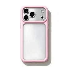 Teckwe Phone Case: Starry‑Sky Phone Case Macaron Frame Matte Translucent Phone Case, Soft Macaron Color Bumper And Frosted Semi-Transparent Back Panel, Resisting Fingerprints And Oil Smudges Effectively, Flexible Shock-Absorbing Bumper Cushions - Pink - View 25