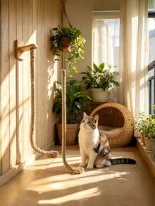 1PC Solid Wood Sisal Wall Mounted Cat Climbing Rope Durable Thickened Cat Tree Scratching Post Cup Shaped Hammock Home Pet Supplies For Cat Climbing Frame Cat Toy Cat House Cat Scratching Board - Multicolor - View 3