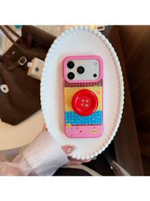 ShellaStory Frost Rose Children's Patch Button + Red Button Stand Colorful Polka Dot Button Patch Compatible With Apple 18pm Phone Case Phone 17 Stand 16 Dopamine 14 Adhesive Fashion, Unique, Girl, Creative, Geometric, Korean Style, Simple Style, Collage Style, Niche, Ins Style - Rose Red - View 16