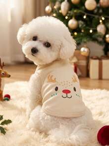 PETSIN 1 Printed Pet Vest With A Deer Head Pattern, Christmas Themed Casual Style, Warm, Breathable And Comfortable Pet Clothing - Multicolor - View 6