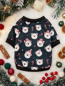 PETSIN 1 Pc Christmas White Bear And Candy Cane Christmas Skin Friendly Breathable Pet Clothes - Multicolor - View 2