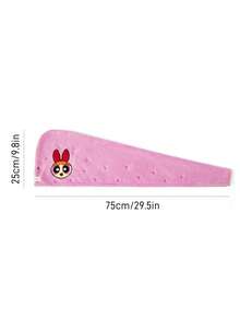 THE POWERPUFF GIRLS X SHEIN 1件裝卡通乾髮帽，適用不同髮量，居家浴室裝飾 - 粉色 - 查看 3