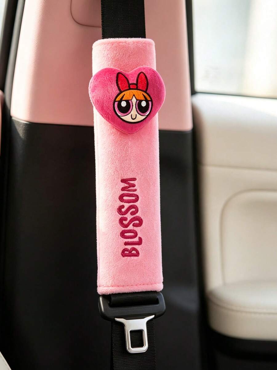 THE POWERPUFF GIRLS X SHEIN 1 miếng bọc vai dây an toàn ô tô màu hồng - Blossom - Xem 1