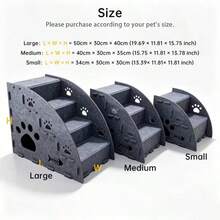 3-In-1 Multifunctional Felt Pet Stairs & Ramp, Anti-Slip Gentle Slope Cat Steps, Suitable For Sofa And Bed, 3 Sizes Available (Small/Medium/Large), Please Purchase Based On Cat Size - Grey - View 4