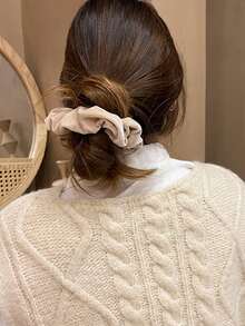 Hatastic 4pcs Women's Brown Gold Velvet Autumn/Winter Fashion Versatile Thickened Large Intestine Hair Hoop For Bathing, Christmas Gift - Multicolor - View 6