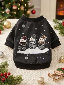 PETSIN 1pc Snowman Graphic Print Creweck Sweatshirt For Pets, Christmas - Multicolor - View 1