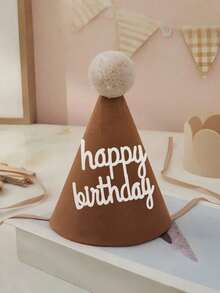 1pc/1set Lace Felt Birthday Hat Party Photo Prop Decoration With Pom Pom Balls - Multicolor - View 19