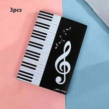 6-Page A4 Music Score Holder, 3 Fold PP Plastic Black, Piano Keyboard & Music Note Design, Waterproof Piano Score Clip, Reduce Page Turning, Ideal For Musicians Practice, Performance, Band, Music Class, Piano Accessory, Multipurpose Gift - Black - View 10