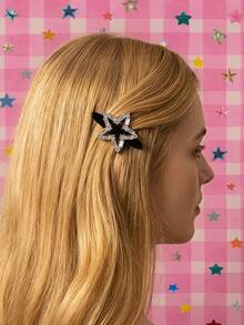 Joivida 1pc Star-Shaped Crystal Hair Clasp For Minimalist Daily Style Featuring Captivating Visual Delight And Tactile Sensory Comfort For Urban Career Women And Teens - multicolor - View 3
