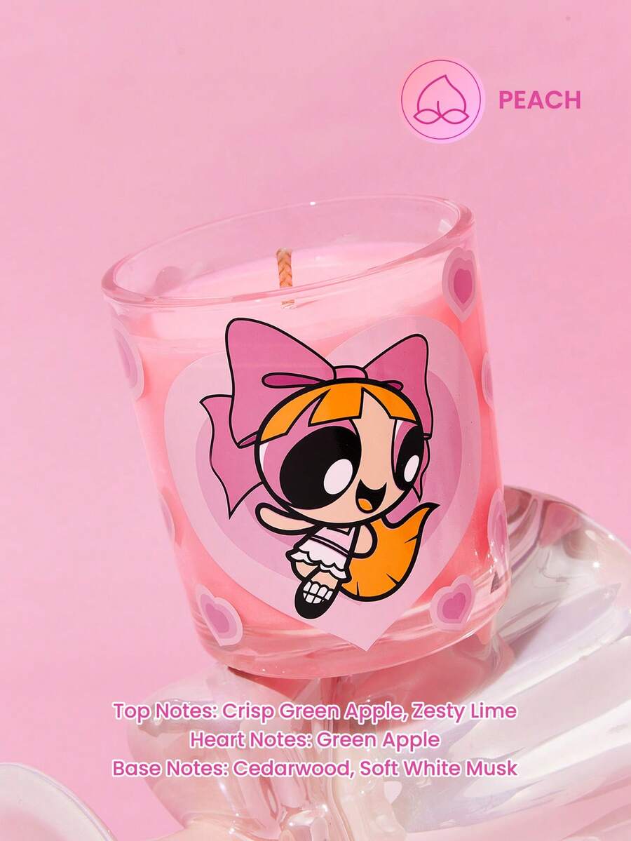THE POWERPUFF GIRLS X SHEIN شمعة عطرية فتيات القوة (بودرة) - خوخ - مشاهدة 1