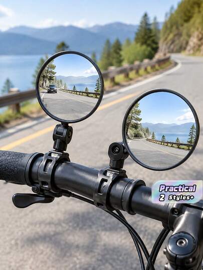 Rétroviseur réglable à 360 degrés avec objectif grand angle, installation flexible, convient aux vélos de montagne, vélos électriques et véhicules légers - cadre en plastique noir, accessoires de pédale, miroir elliptique, accessoires de vélo