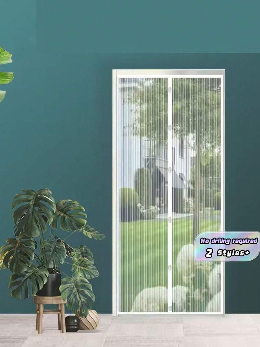 باب شبكي مغناطيسي - تصميم إغلاق ذاتي سلس، حماية ثقيلة من الحشرات، صديق للحيوانات الأليفة، دخول وخروج مريح بدون استخدام اليدين - أبيض - مشاهدة 1