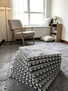 16 Buah Keset Lantai Mewah yang Saling Terhubung, Ubin Karpet Busa Puzzle Warna Solid, Keset Tebal yang Dapat Dipotong untuk Dekorasi Rumah Kamar Tidur - MultiWarna - View 13