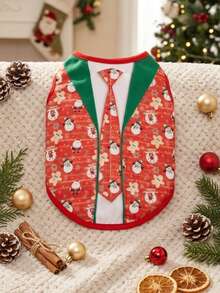 PETSIN 1pc Pet Christmas Suit Style Festive Costume Lightweight And Breathable Vest - Multicolor - View 2