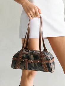 Viva Strut Ladies Shoulder Bag, Brown Rivet Strap Design Boston Bag, Star Pendant Pendant, Sweet And Cool Hot Girls Y2K Street Style, Daily Shopping Party - camouflage - View 7