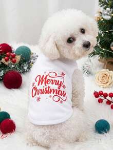 PETSIN 1 Snowflake Pattern And Letter Printed Pet Vest, Christmas Themed Casual Style, Warm, Breathable And Comfortable Pet Clothing - Multicolor - View 4