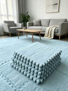 16 Buah Keset Lantai Mewah yang Saling Terhubung, Ubin Karpet Busa Puzzle Warna Solid, Keset Tebal yang Dapat Dipotong untuk Dekorasi Rumah Kamar Tidur - MultiWarna - View 6