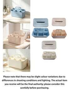 Large Capacity 5-Compartment Pet Supplies Storage Box, Cat Minimalist Pattern Multiple Styles Available - Portable Storage Basket With Handle, Multi-Layer Pet Supplies Organizer, Pet Grooming Kit Storage Box, Travel Pet Care Storage Basket, Pet - Multicolor - View 11