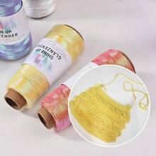 1mm/150m Glossy Holographic Flash Line, Wrapped With Gold And Silver Core, Suitable For DIY Weaving, Crochet, Party Decoration, And Jewelry Rainbow Yarn - Multicolor - View 5
