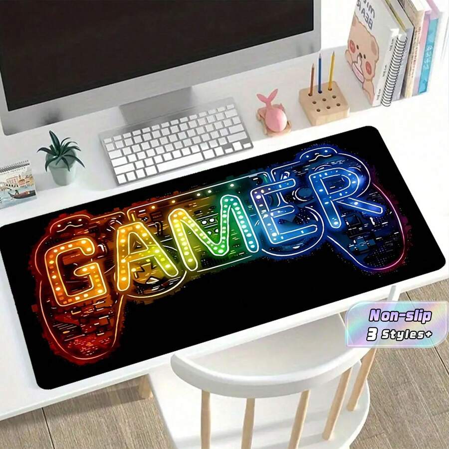 Neon Lights Design Mouse Pad -Cool Desk Mat For Gaming, Office & Home Use - Non-Slip Keyboard & Mouse Accessory With Multiple Size Options Back To School Gaming Mouse Pad Desk Accessories Office Supplies Office. - Mouse Pad - View 1