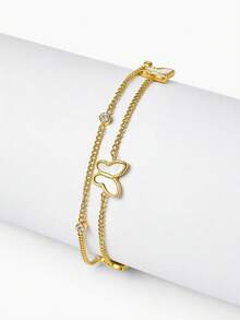 Vandermere 1 Piece Fashionable Butterfly Double-Layer Stainless Steel 18K Women's Bracelet - Gold - View 3