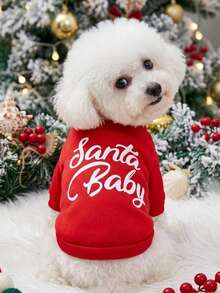 PETSIN 1 Pc Christmas Letter Printed Pet Red Christmas Breathable Pet Clothing - Multicolor - View 3