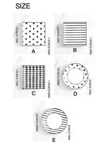 Haus Hana 3 Styles Black & White Ceramic Square Plate Set, Polka Dot/Stripe/Checkered Porcelain Serving Tray, Food Square Dish For Appetizer, Dessert, Snack, Modern Minimalist Dinnerware For Home Kitchen, Party, Restaurant & Tabletop Decor - Multicolor - View 5
