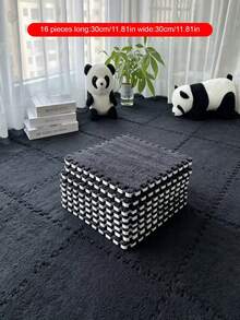 16 Buah Keset Lantai Mewah yang Saling Terhubung, Ubin Karpet Busa Puzzle Warna Solid, Keset Tebal yang Dapat Dipotong untuk Dekorasi Rumah Kamar Tidur - MultiWarna - View 19