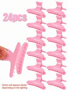 24pcs Pink Butterfly Hair Clips, Hair Clips For Styling Sectioning Clamps Claws Pro Salon Hair Clips For Cutting, Styling, Sectioning, Coloring Hair Styling Clips Butterfly Clips Hair Accessories - Baby Pink - View 10