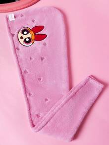 THE POWERPUFF GIRLS X SHEIN 1件裝卡通乾髮帽，適用不同髮量，居家浴室裝飾 - 粉色 - 查看 6