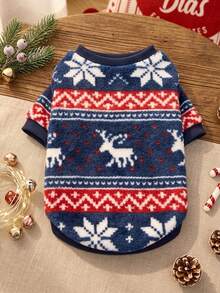PETSIN 1 Pc Christmas Flannel Cute Print Pet Sweatshirt Without Hat - Multicolor - View 1