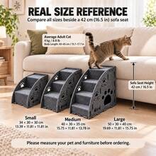 3-In-1 Multifunctional Felt Pet Stairs & Ramp, Anti-Slip Gentle Slope Cat Steps, Suitable For Sofa And Bed, 3 Sizes Available (Small/Medium/Large), Please Purchase Based On Cat Size - Grey - View 2