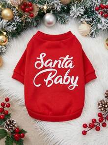 PETSIN 1 Pc Christmas Letter Printed Pet Red Christmas Breathable Pet Clothing - Multicolor - View 2