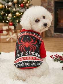 PETSIN 1 Pc Pet Dog/Cat Snowflake And Spider Print Sweatshirt, Christmas Themed - Multicolor - View 3