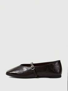 Sleekvia The New Women's Popular Fashion Is Simple And Elegant, Solid Color Slip-On Square Toe Flat Bottom Dark Brown Mary Jane Shoes - dark brown - View 5