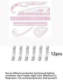Multi‑Purpose Garment Sewing Measuring Tools, Fashion Design Pattern Drafting Ruler, Suit Tailoring Curve Ruler, Button Position Gauge, Flexible Soft Measuring Tape, Professional Clothing Cutting And Calibration Tools For Dressmakers - Transparent - View 15
