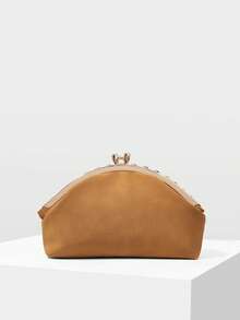 MOTF WOMEN'S FASHION BROWN CLUTCH BAG, RETRO TURQUOISE GREEN CRACKED BEAD CLIP BAG, FOR DAILY, SHOPPING, VACATION, TRAVEL - Brown - View 3