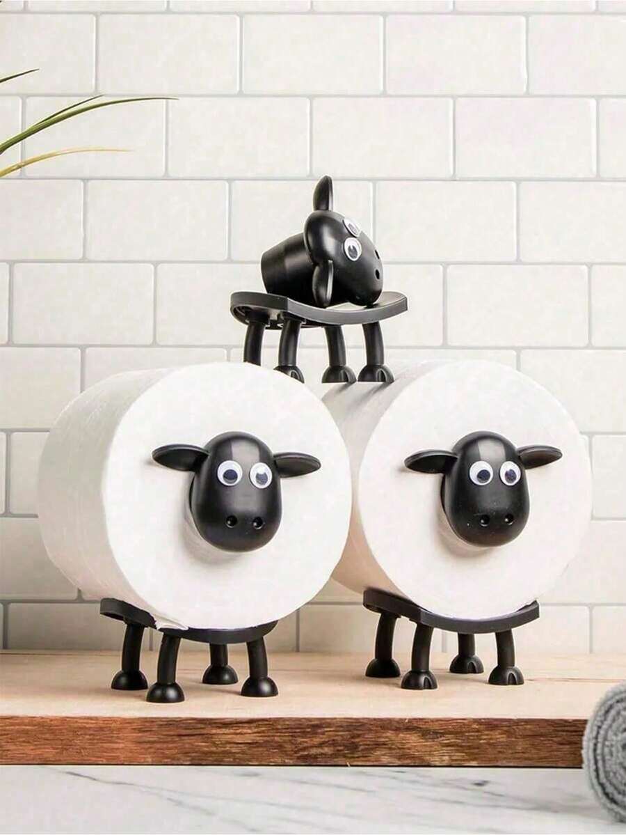 1/3pcs Sheep Shaped Toilet Paper Holder, Fun 3D Printed Black Sheep Design, Freestanding Toilet Paper Storage Rack, Suitable For Bathroom Shelf, Housewarming Gift, Bathroom Decor And Kitchen - Multicolor - View 1