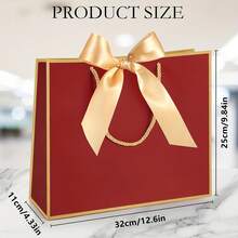 10pcs Set (5 Burgundy Gift Bags + 5 Ribbons With Handles) - Thank You Gift Bags, Paper Welcome Bags With Bow Ribbons For Weddings, Bridesmaids, Showers, Housewarmings, Birthdays, Thanksgiving, And Christmas Gift Wrapping - Multicolor - View 3