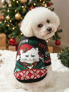 PETSIN 1 Pc Christmas Cat Print Sweatshirt For Dogs & Cats - Multicolor - View 1