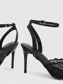 CUCCOO SZL Spring And Summer New Pointed Mesh Shoes Embroidered Thread Breathable, Refreshing, Romantic, Elegant And Sexy High-Heeled Single Shoes, Thin Heels, P - Black - View 5